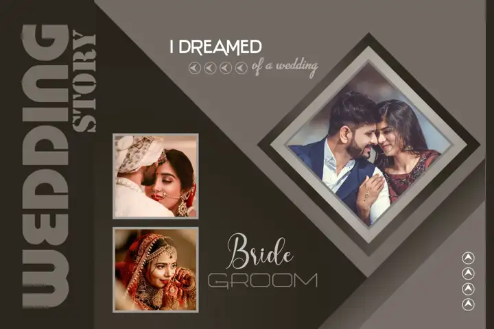 Free Dreamy Wedding Album Cover 12x18 PSD – Gold Frame