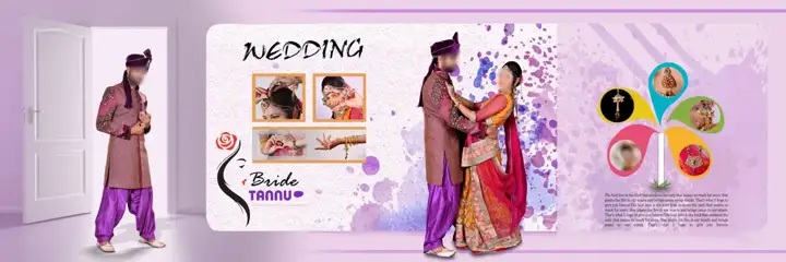 Free Elegant Muslim Wedding Album 12x36 PSD – Watercolour Splash