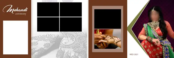 Free Fresh Mehndi Wedding Album 12x36 PSD – Vintage Frame