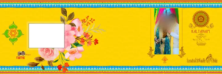 Free Golden Wedding Album Cover 12x36 PSD – Lace Ornaments