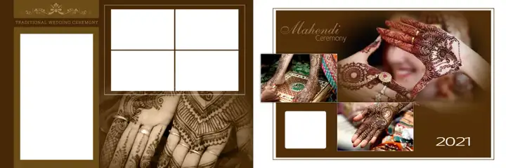 Free Grand Mehndi Wedding Album 12x36 PSD – Glitter Accents