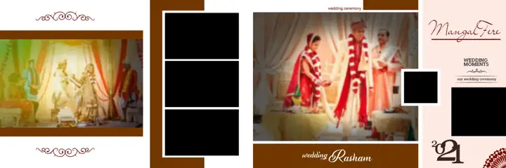 Free Grand Wedding Album 12x36 PSD – Gold Frame