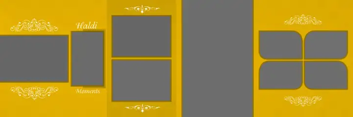 Free Luxury Haldi Wedding Album 12x36 PSD – Gold Frame