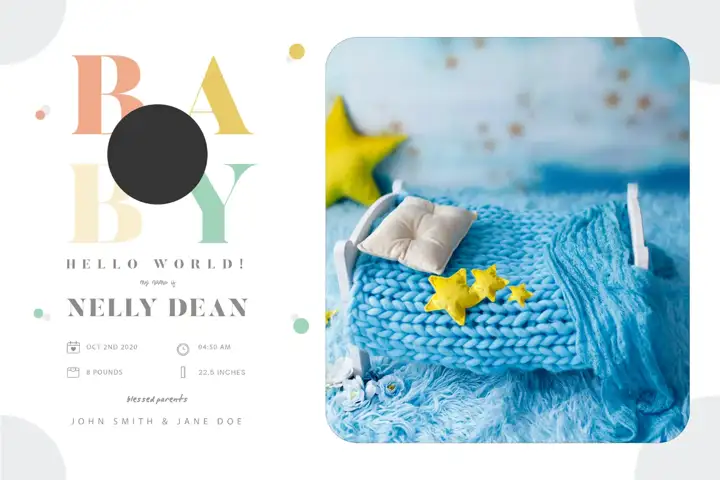 Free Modern Birthday & Baby Album 12x18 PSD – Geometric Lines