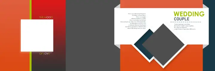 Free Modern Wedding Album 12x36 PSD – Gold Frame