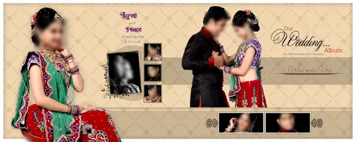 Free Ornate Indian Wedding Photo Album 12x30 PSD – Temple Motif