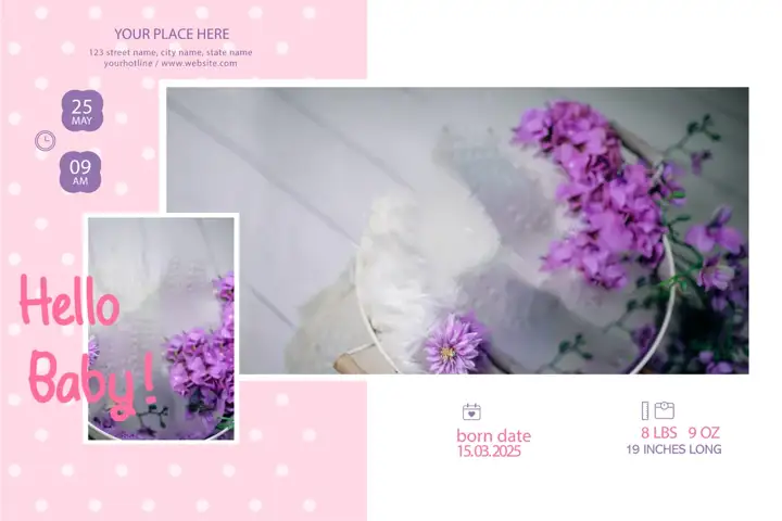 Free Premium Birthday & Baby Album 12x18 PSD – Temple Motif