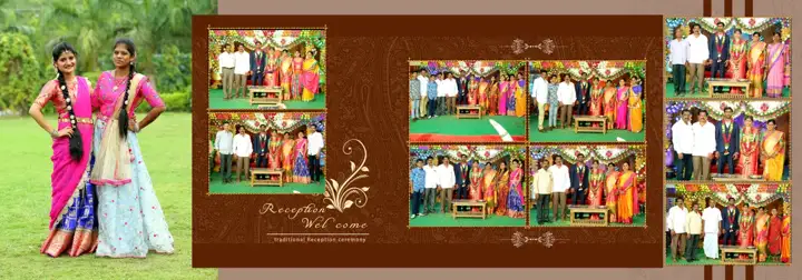Free Regal Reception Wedding Album 12x36 PSD – Damask Texture