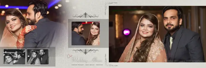 Free Rich Maroon Wedding Album 12x36 PSD – Gold Frame
