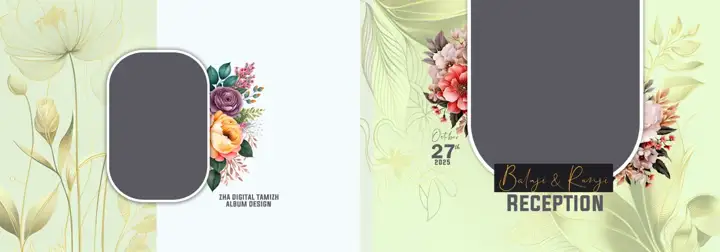 Free Royal Wedding Album Cover 14x40 PSD – Vintage Frame