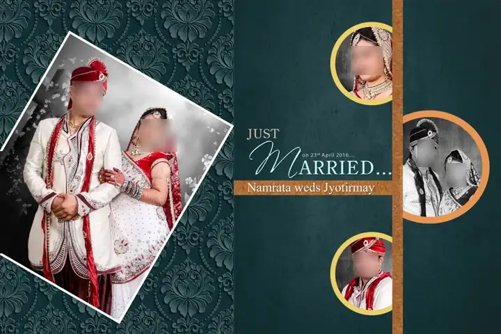 Free Vibrant Indian Wedding Album Cover 12x18 PSD – Damask Texture