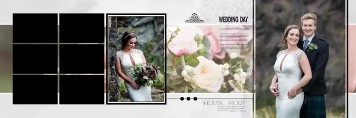 Fresh Geometric Lines Engagement Wedding Album 12x36 PSD