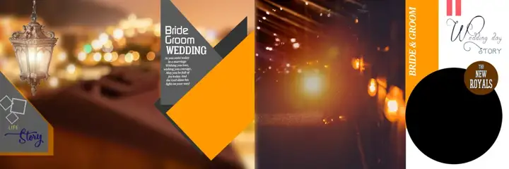 Fresh Gold Frame Wedding Album 12x36 PSD