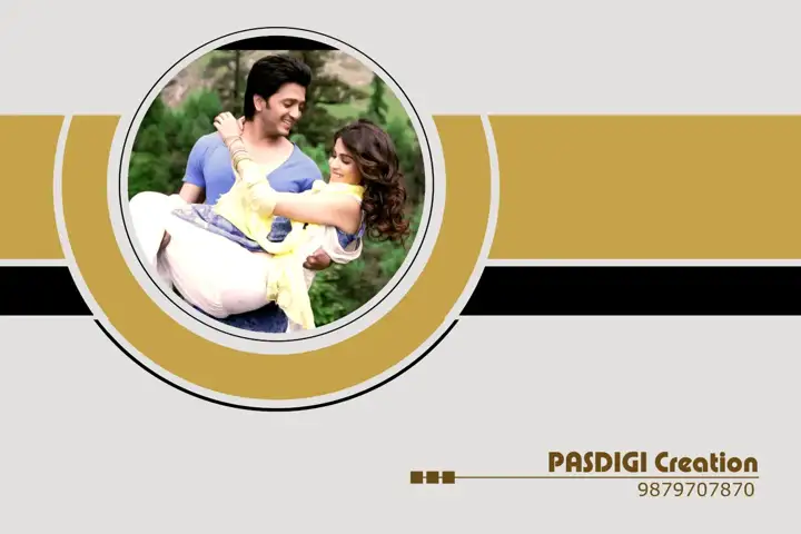 Golden Geometric Lines Wedding Album Cover 12x18 PSD