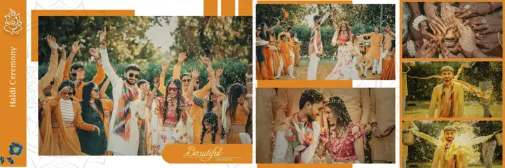 Golden Haldi Wedding Album 12x36 PSD with Glitter Accents