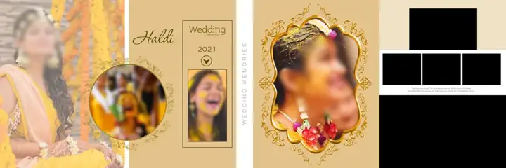 Golden Wedding Album 12x36 PSD for Haldi – Geometric Lines