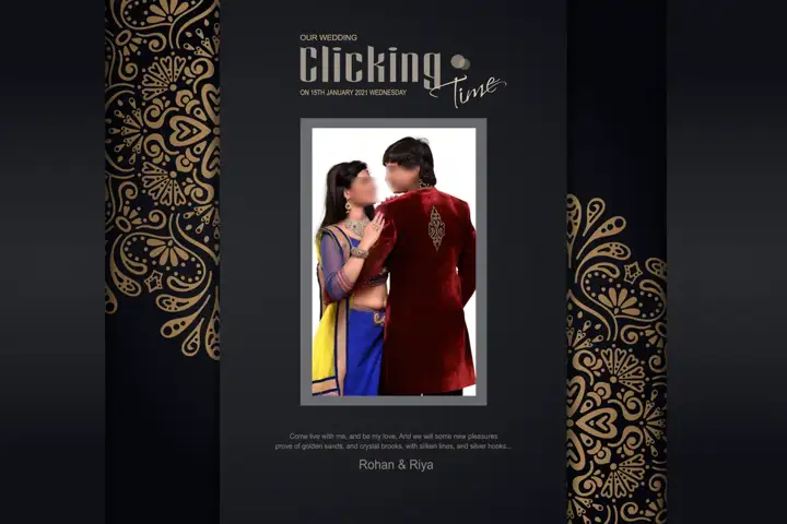 Golden Wedding Album Cover PSD with Geometric Lines