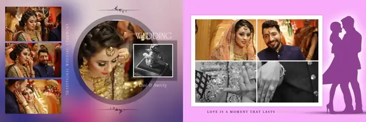 Graceful Vintage Frame Karizma Wedding Album 12x36 PSD