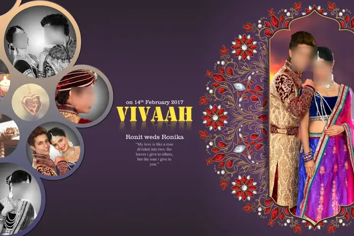 Grand Rose Petals Indian Wedding Album Cover 12x18 PSD
