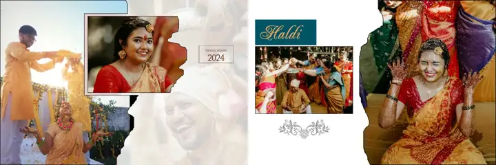 Modern Haldi Wedding Album 12x36 PSD with Floral Border