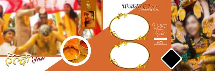 Modern Haldi Wedding Album 12x36 PSD with Geometric Lines