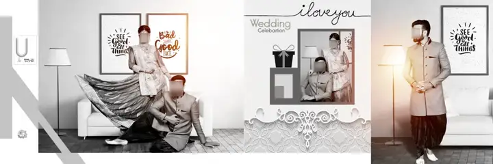 Modern Pre-Wedding Album 12x36 PSD with Peacock Art