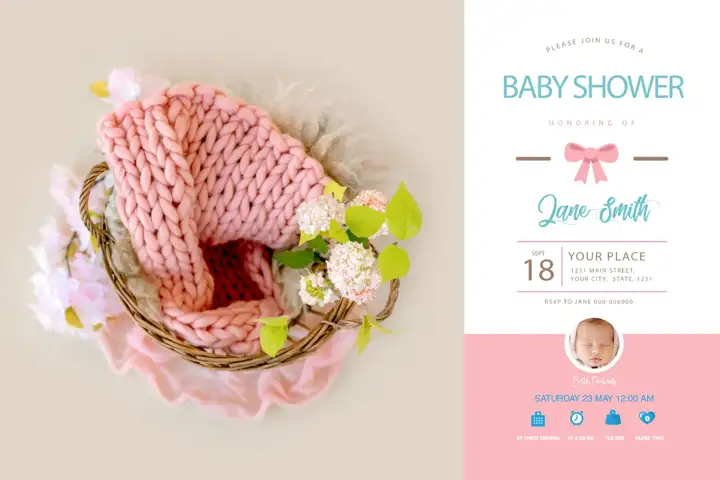 Modern Vintage Frame Birthday & Baby Album 12x18 PSD