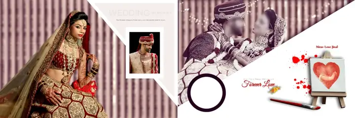 Modern Wedding Album 12x36 PSD with Gold Frame