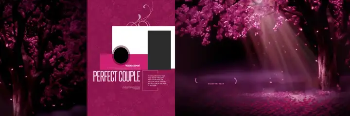 Modern Wedding Album Background 12x36 PSD with Damask Texture
