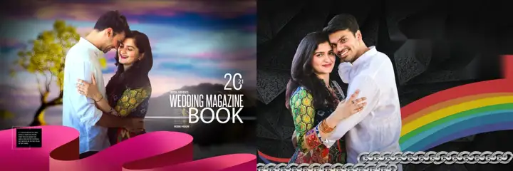 Pre-Wedding Album 12x36 PSD – Golden Watercolour Splash Design
