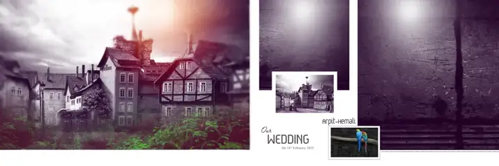 Pre-Wedding Album Background 12x36 PSD – Rich Maroon Geometric Lines Design