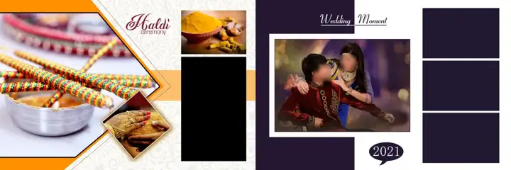 Premium Wedding Album 12x36 PSD for Haldi – Paisley Pattern