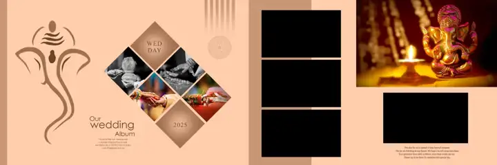 Premium Wedding Album 12x36 PSD with Peacock Art