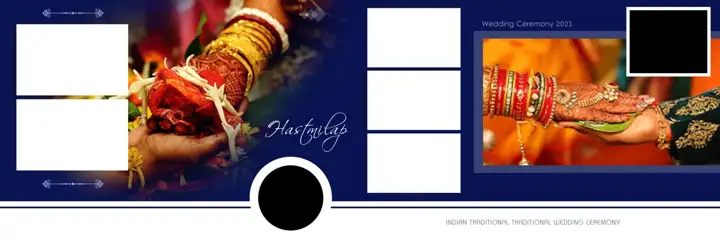 Puberty Ceremony Wedding Album 12x36 PSD – Timeless Gold Frame Design