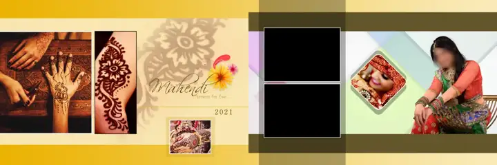 Regal Mehndi Wedding Album 12x36 PSD with Rose Petals