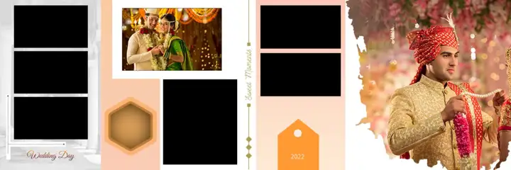 Regal Wedding Album 12x36 PSD with Watercolour Splash