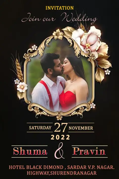 Regal Wedding Invitation PSD – Glitter Accents