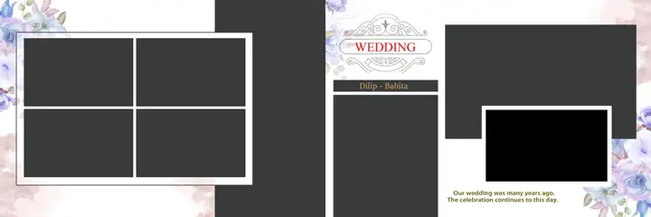 Rich Maroon Floral Border Wedding Album 12x36 PSD