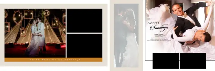 Rich Maroon Gold Frame Wedding Album 12x36 PSD