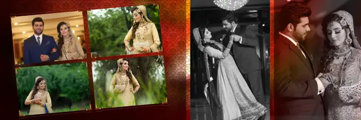 Rich Maroon Muslim Wedding Album 12x36 PSD with Geometric Lines