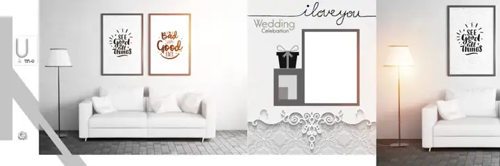 Rich Maroon Wedding Album Background 12x36 PSD with Lotus Design