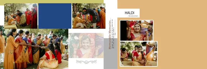 Royal Vintage Frame Haldi Wedding Album 12x36 PSD