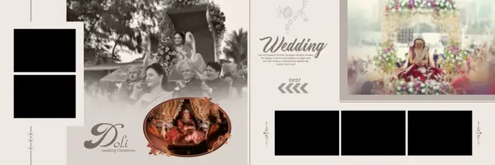 Royal Wedding Album 12x36 PSD with Gold Frame