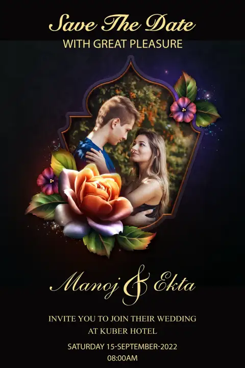 Royal Wedding Invitation PSD – Temple Motif