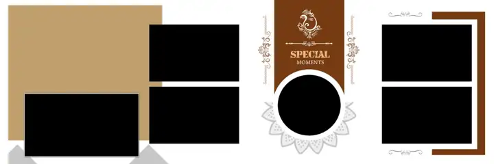 Soft Pastel Floral Border Wedding Album 12x36 PSD