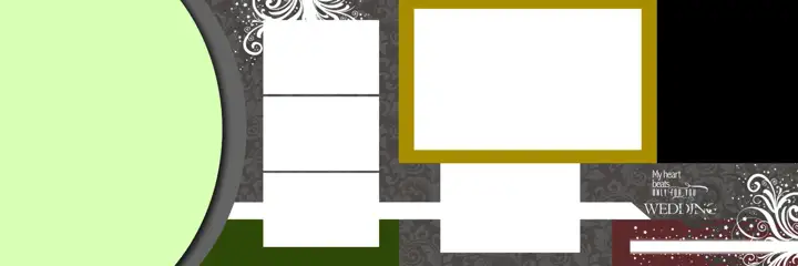 Soft Pastel Gold Frame Wedding Album 12x36 PSD