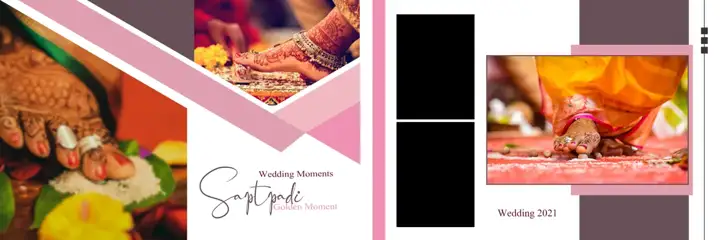 Soft Pastel Temple Motif Wedding Album 12x36 PSD
