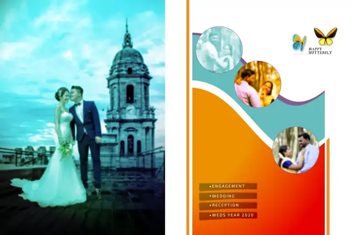 Stylish Brush Strokes Wedding Photo Album 18x24 PSD
