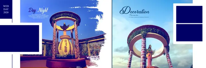 Stylish Gold Frame Indian Wedding Album 12x36 PSD