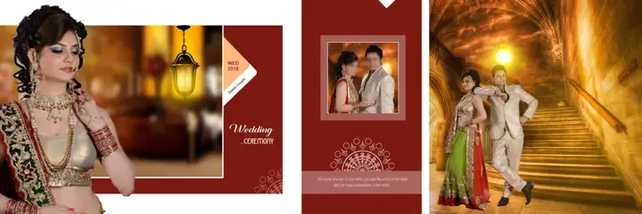 Stylish Gold Frame Wedding Album 12x36 PSD
